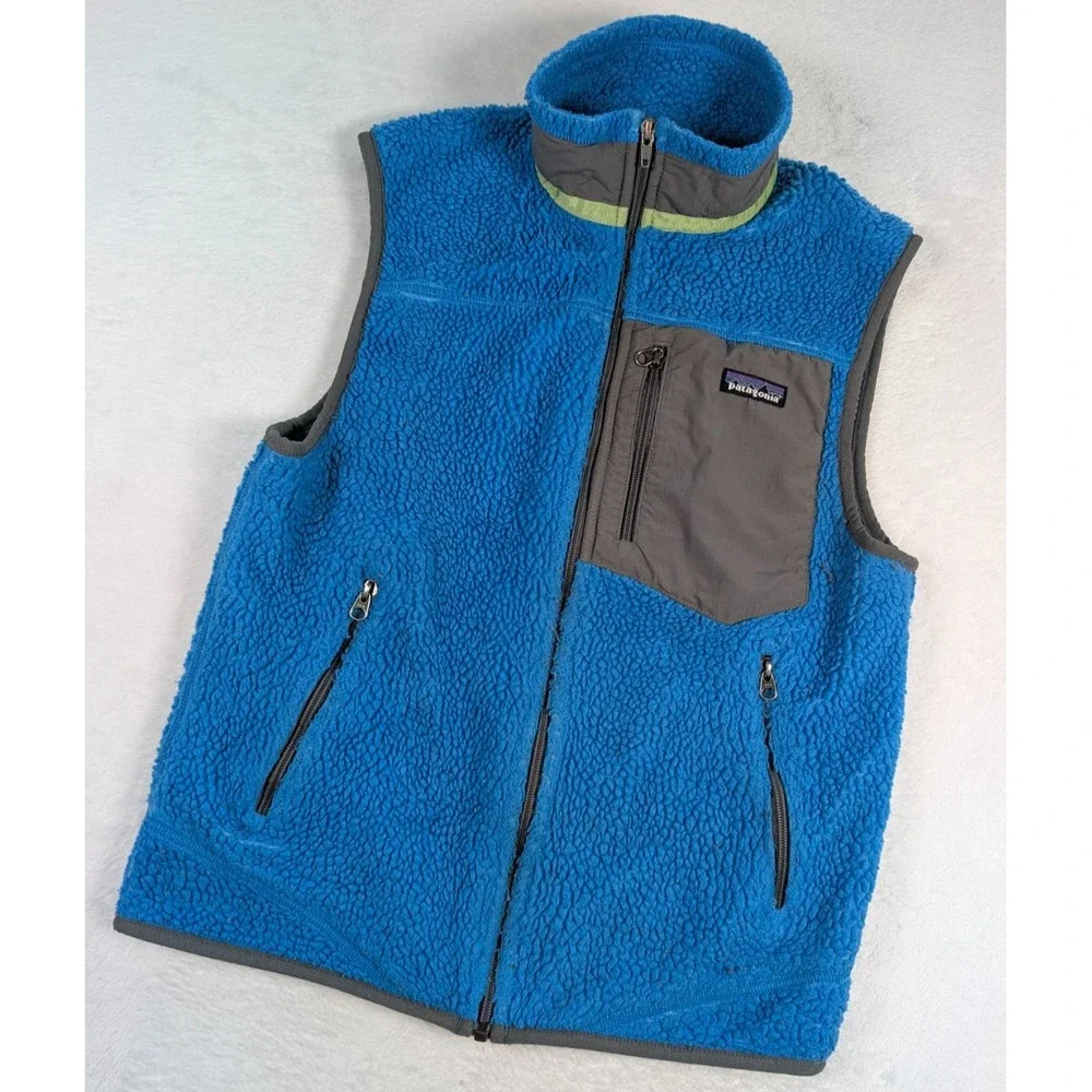 Patagonia Classic Retro X Vest Mens Small Blue High Pile Full‎ Zip Outdoor